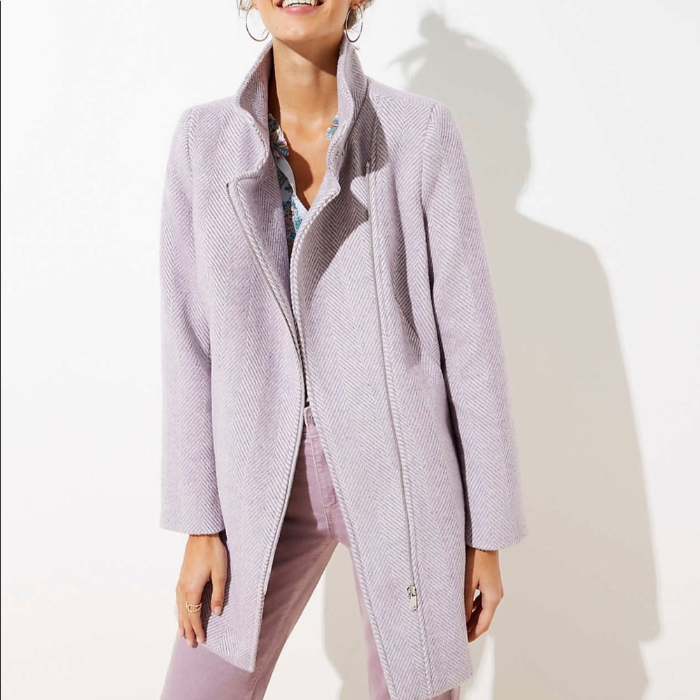 LOFT Harringbone Moto Coat